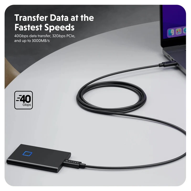 Câble HyperDrive® Thunderbolt 4 (2M/6Ft) - Noir*