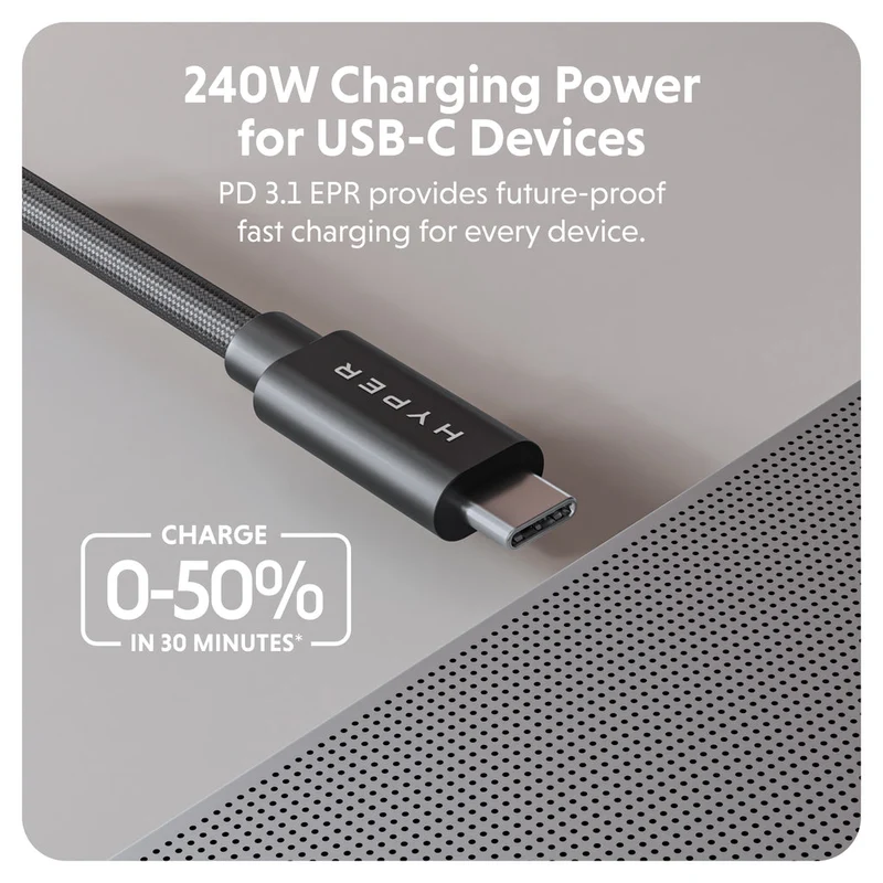 Câble haute performance HyperDrive® Next USB4 Type-C (1,2 m / 4 pieds) - Noir*