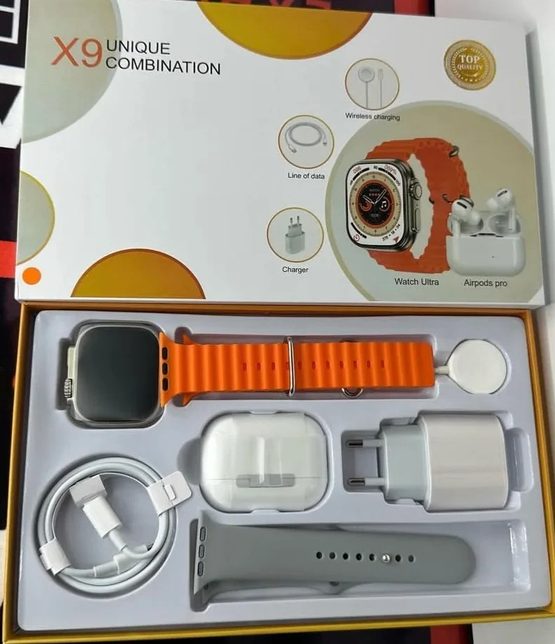 Pack Multimédia X9 Combinaison Unique – Smartwatch Ultra & Écouteurs Sans Fil