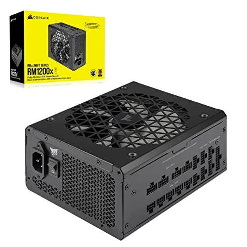 Corsair RM1200x Shift Fully Modular ATX Power Supply - Modular Side Interface - ATX 3.0 & PCIe 5.0 Compliant - Zero RPM Fan Mode - 105°C-Rated Capacitors - 80 Plus Gold Efficiency - Black