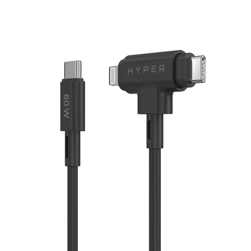 Câble de recharge hybride HyperJuice® USB-C® et Lightning (1,5 m/5 ft) - Noir*