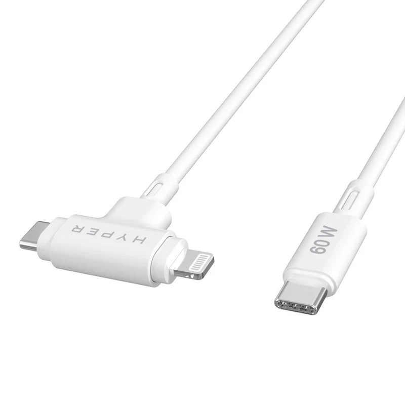 HyperJuice® Câble de charge hybride USB-C® et Lightning (1,5 m) - Blanc