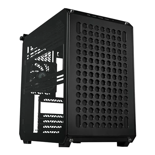 Cooler Master QUBE 500 Flatpack Black Small High Airflow Mid-Tower ATX Customizable Gaming PC Case, Tempered Glass, Vertical GPU Mount, USB-C, Carrying Handle, Gem Mini (Q500-KGNN-S00)