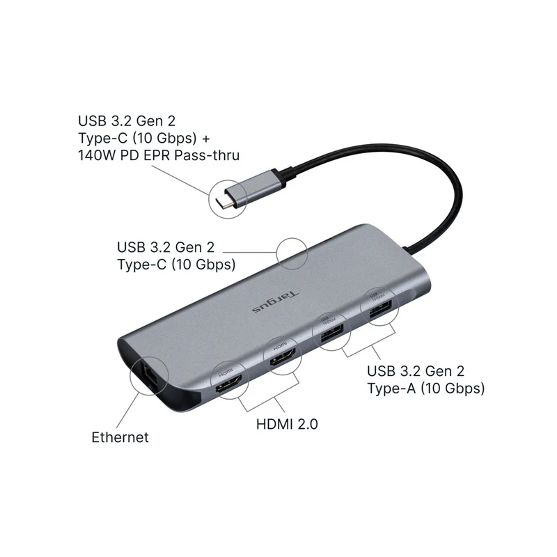 Kit comprenant une station d'accueil USB-C en mode alternatif avec deux sorties HDMI 4K et une alimentation de 100 W