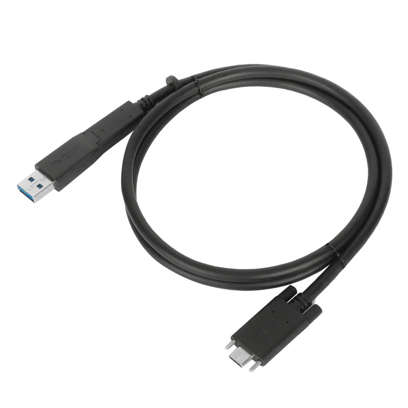 Câble USB-C (mâle) vers USB-C (mâle) 10Gbps à visser de 1M/3.3Ft avec attache USB-A (mâle)
