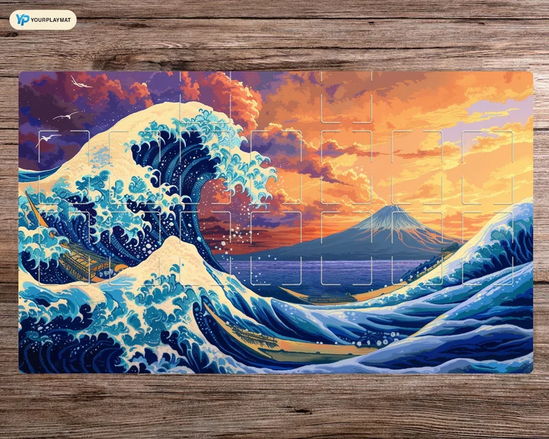 Fujiyama Sunset Wave Fantasy Yu-Gi-Oh! Playmat - 24"x14" TCG OCG Board Game Mat Gift - Premium Desk Mat for Card Game Players and Gaming
