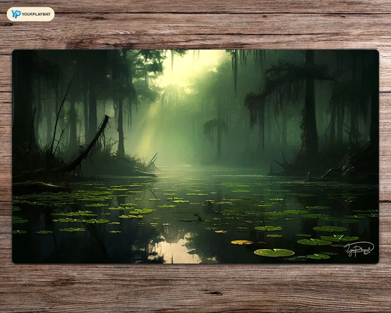 Sunlight Bayou - MTG Spielmatte - 24 x 14 inches - MTG Geschenke - MTG Zubehör - Magie Tischmatte - Stitched Playmat
