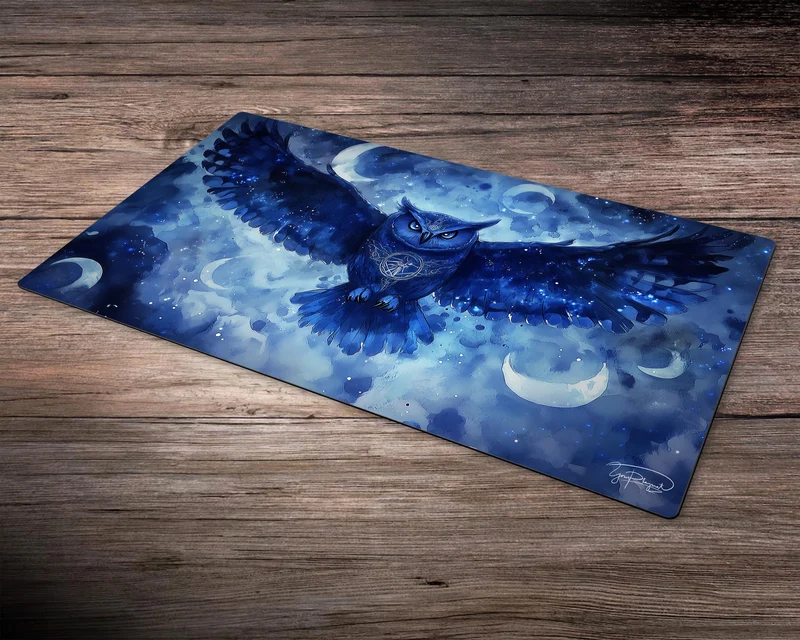 Owlshade Enchanter: Bloomburrow Tarot Card Style Play Mat With Zones, Personalized Table Game Accessories, Magic Gift For Tcg Geek