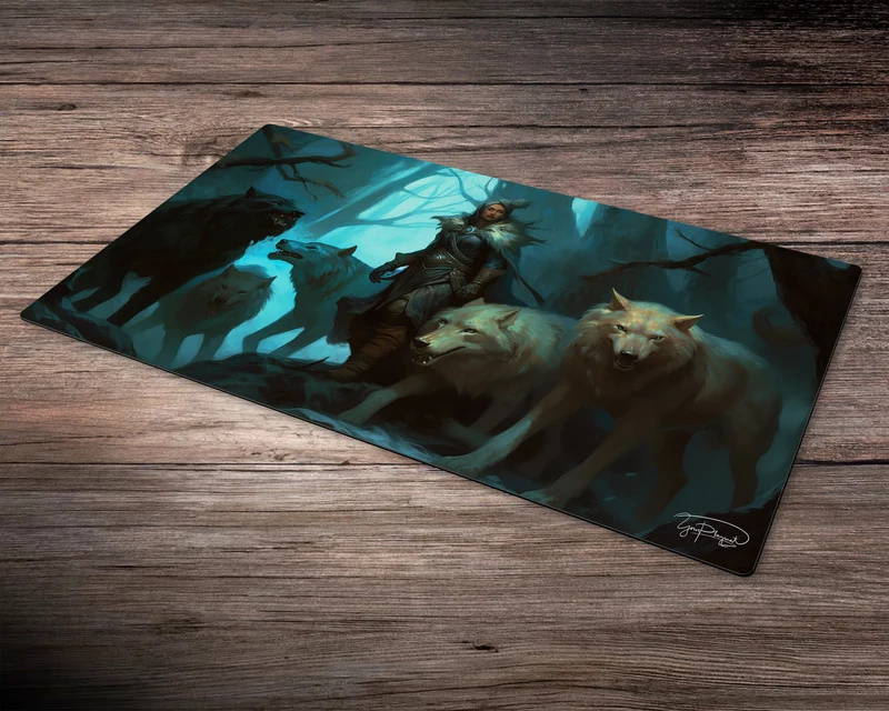 Wolf Pack Huntress - MTG Spielmatte - 24 x 14 inches - MTG Geschenke - MTG Zubehör - Magie Tischmatte