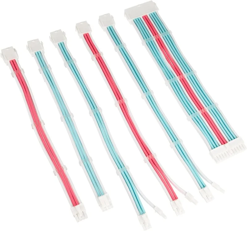 Kolink Core Adept Braided Cable Extension Kit - Blanc/Bleu/Rose