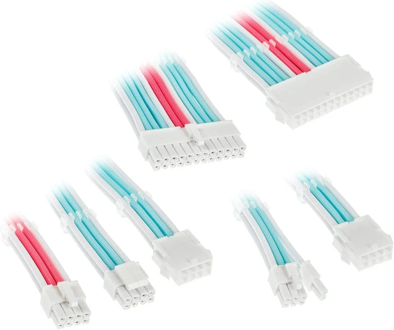 Kolink Core Adept Braided Cable Extension Kit - Blanc/Bleu/Rose