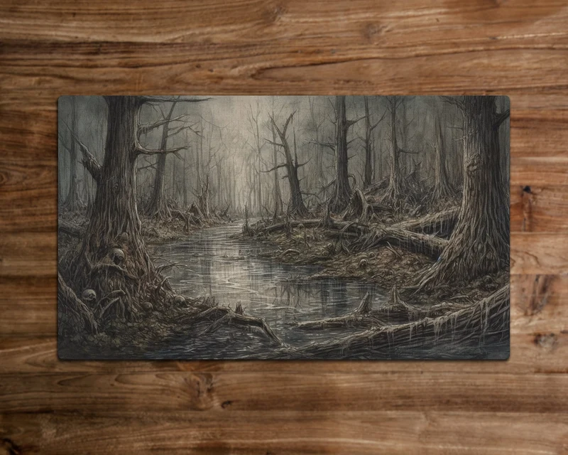 Decaying Swamp lands - MTG Playmat - 24 x 14 inches - MTG Gifts - Magic The Gathering Gifts - Stitched Playmat