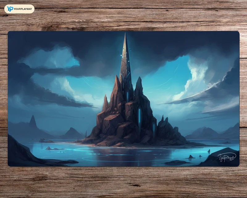 Oceanic Blue Island Citadel- MTG Spielmatte - 24 x 14 inches - MTG Geschenke - MTG Zubehör - Magie Tischmatte