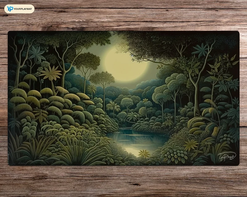 Mystical Moonlight in the Jungle - MTG Spielmatte - 24 x 14 inches - MTG Geschenke - MTG Zubehör - Magie Tischmatte