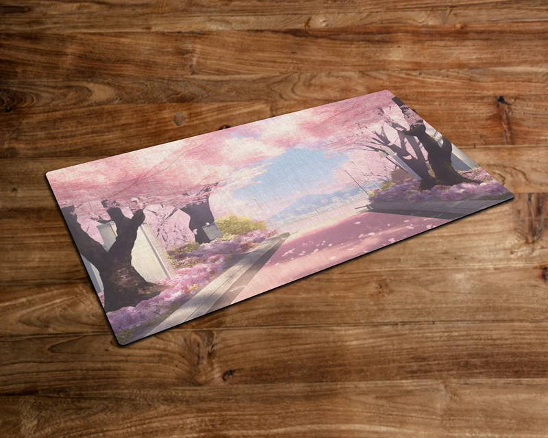 Pathway through the Cherry Blossom - MTG Playmat - 24 x 14 inches - MTG Gifts - Magic The Gathering Gifts - Stitched Playmat